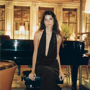 ZARA flowy draped midi dress